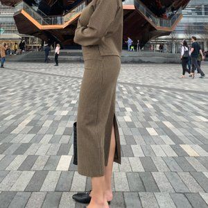 ROSETTA GETTY Stretch Midi Skirt Houndstooth